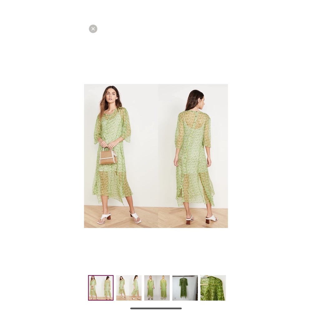 NEW Acne studios Dagny silk green floral midi dress